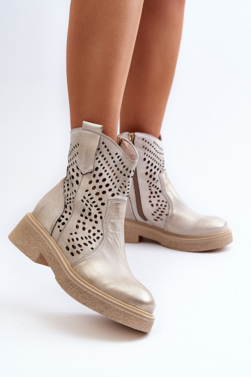 Zazoo 3470 Oda Moteriški aulinukai su plačiais kulniukais su aužūro elementais aukso spalvos Nuvalytas 2