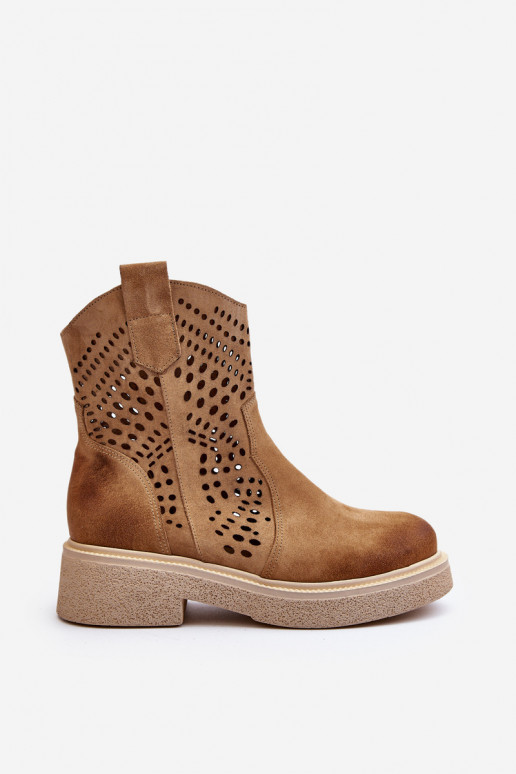 Zazoo 3470 Zomšiniai batai Moteriškas su plačiais kulniukais su aužūro elementais smėlio spalvos Zazoo 3470 Zomšiniai batai Moteriškas su plačiais kulniukais su aužūro elementais smėlio spalvos