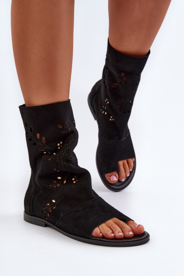 Zazoo 3437 Moteriškas Zomšinės basutės su auliuku Į Pilį juodos spalvos