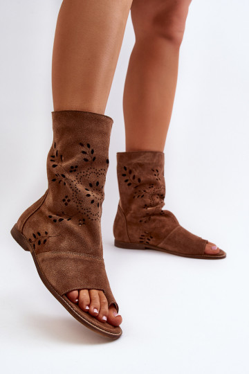 Zazoo 3437 Moteriškas Zomšinės basutės su auliuku Į Pilį rudos spalvos