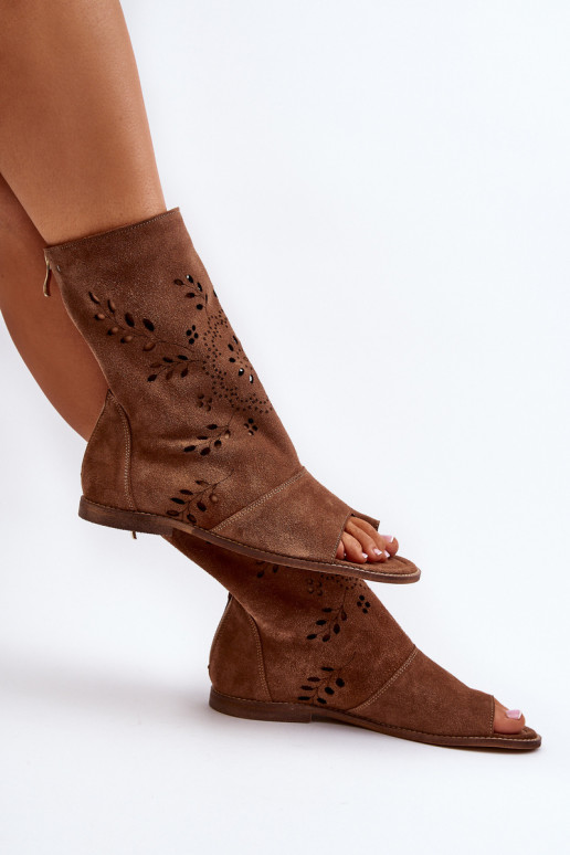 Zazoo 3437 Moteriškas Zomšinės basutės su auliuku Į Pilį rudos spalvos Zazoo 3437 Moteriškas Zomšinės basutės su auliuku Į Pilį rudos spalvos