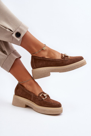 Zazoo 3429 Zomšiniai mokasinai Moteriškas su ornamentais rudos spalvos 2