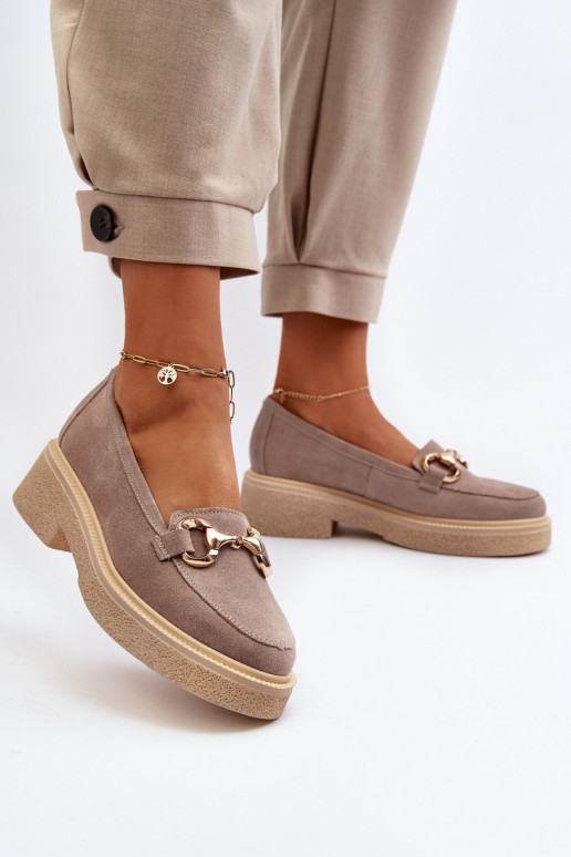 Zazoo 3429 Zomšiniai mokasinai Moteriškas su ornamentais kapučino spalvos Zazoo 3429 Zomšiniai mokasinai Moteriškas su ornamentais kapučino spalvos