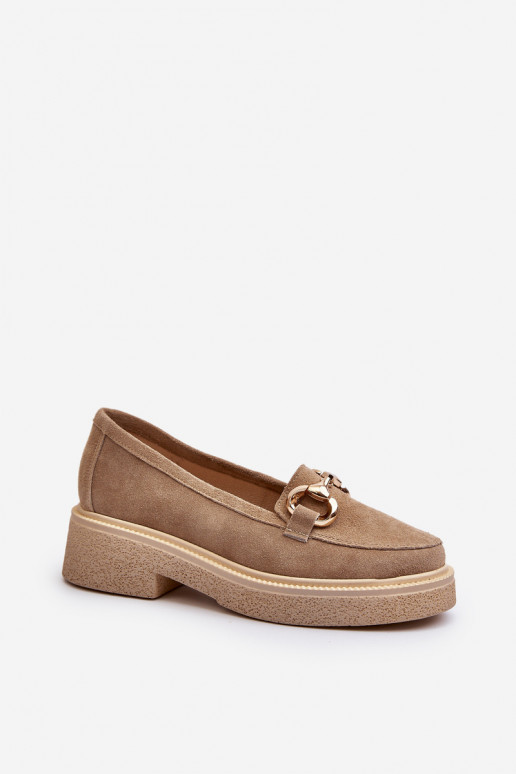 Zazoo 3429 Zomšiniai mokasinai Moteriškas su ornamentais smėlio spalvos Zazoo 3429 Zomšiniai mokasinai Moteriškas su ornamentais smėlio spalvos