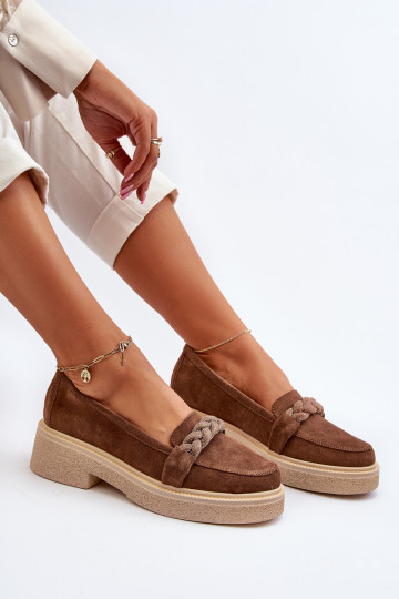 Zazoo 3429/IN Elegantiški zomšiniai mokasinai su ornamentais rudos spalvos 2