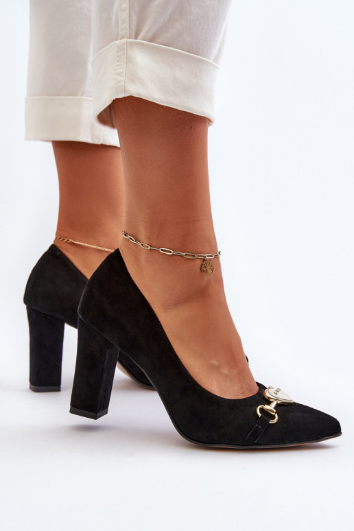 Zazoo 2453/OS Zomšiniai bateliai su kulniukais su širdelėmis juodos spalvos Zazoo 2453/OS Zomšiniai bateliai su kulniukais su širdelėmis juodos spalvos