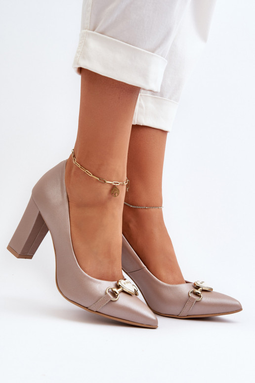 Zazoo 2453/OS Oda Bateliai su kulniukais su širdelėmis perlamutriniai Zazoo 2453/OS Oda Bateliai su kulniukais su širdelėmis perlamutriniai