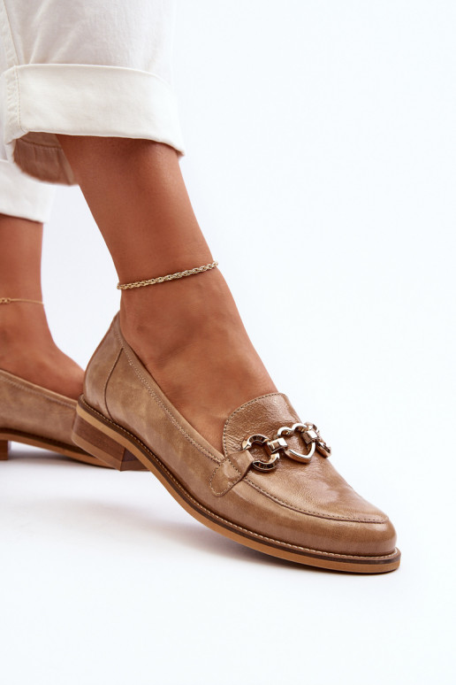 Oda Moteriškas Lakuoti mokasinai Laura Messi 2760 rudos spalvos