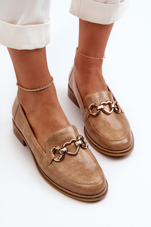 Oda Moteriškas Lakuoti mokasinai Laura Messi 2760 rudos spalvos