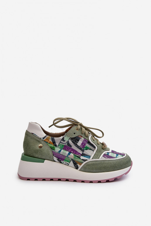 Oda Sneakers modelio batai Moteriškas su platforma Tai turiciejka 06390-09 SeledynoĮe Oda Sneakers modelio batai Moteriškas su platforma Tai turiciejka 06390-09 SeledynoĮe