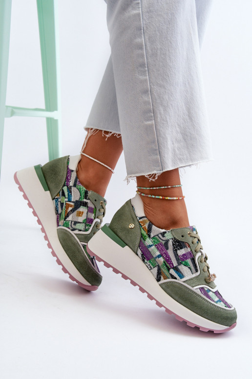 Oda Sneakers modelio batai Moteriškas su platforma Tai turiciejka 06390-09 SeledynoĮe Oda Sneakers modelio batai Moteriškas su platforma Tai turiciejka 06390-09 SeledynoĮe