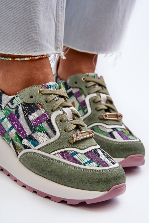 Oda Sneakers modelio batai Moteriškas su platforma Tai turiciejka 06390-09 SeledynoĮe Oda Sneakers modelio batai Moteriškas su platforma Tai turiciejka 06390-09 SeledynoĮe