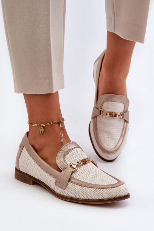 Oda Mokasinai su ornamentais aukso spalvos Tai turiciejka 06442-25 aukso spalvos Oda Mokasinai su ornamentais aukso spalvos Tai turiciejka 06442-25 aukso spalvos