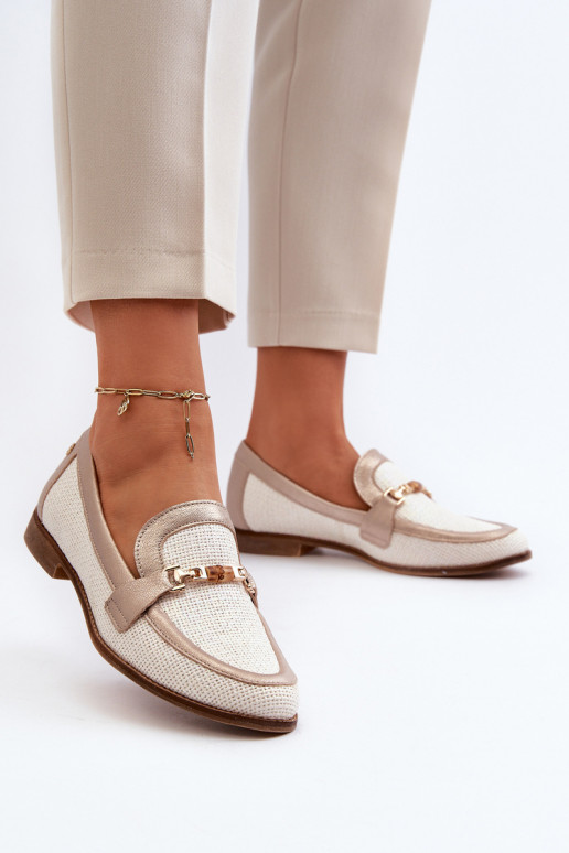 Oda Mokasinai su ornamentais aukso spalvos Tai turiciejka 06442-25 aukso spalvos Oda Mokasinai su ornamentais aukso spalvos Tai turiciejka 06442-25 aukso spalvos