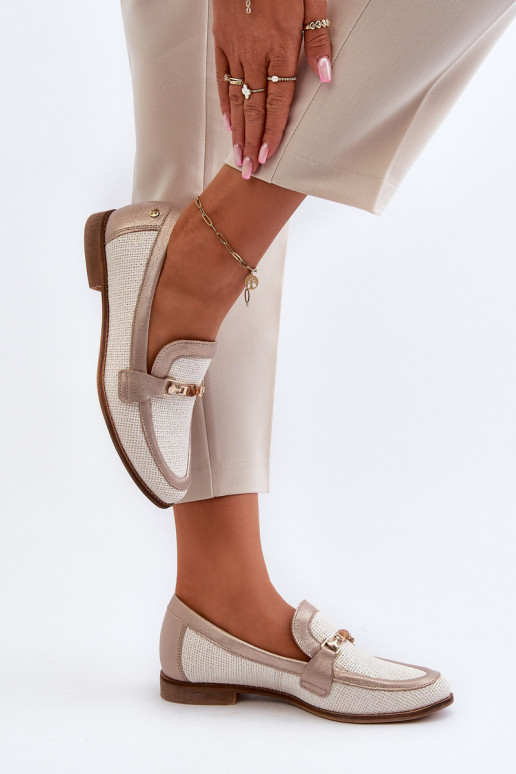 Oda Mokasinai su ornamentais aukso spalvos Tai turiciejka 06442-25 aukso spalvos Oda Mokasinai su ornamentais aukso spalvos Tai turiciejka 06442-25 aukso spalvos