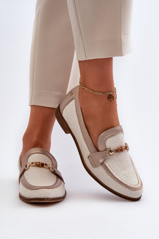 Oda Mokasinai su ornamentais aukso spalvos Tai turiciejka 06442-25 aukso spalvos Oda Mokasinai su ornamentais aukso spalvos Tai turiciejka 06442-25 aukso spalvos