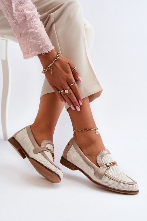 Oda Mokasinai su ornamentais aukso spalvos Tai turiciejka 06442-25 aukso spalvos Oda Mokasinai su ornamentais aukso spalvos Tai turiciejka 06442-25 aukso spalvos