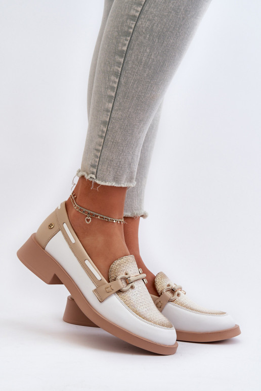 Oda Mokasinai batai Moteriškas Tai turiciejka 06493-11 Baltos-smėlio spalvos