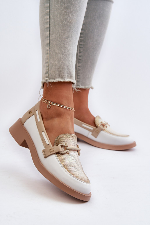 Oda Mokasinai batai Moteriškas Tai turiciejka 06493-11 Baltos-smėlio spalvos