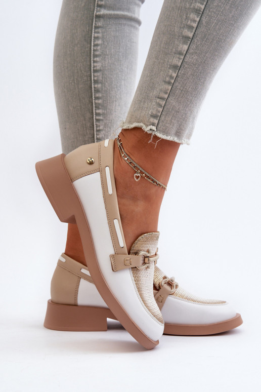 Oda Mokasinai batai Moteriškas Tai turiciejka 06493-11 Baltos-smėlio spalvos