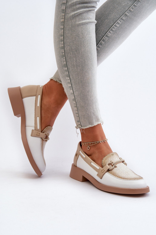 Oda Mokasinai batai Moteriškas Tai turiciejka 06493-11 Baltos-smėlio spalvos