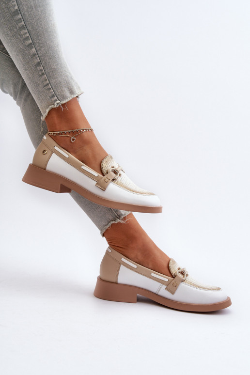 Oda Mokasinai batai Moteriškas Tai turiciejka 06493-11 Baltos-smėlio spalvos