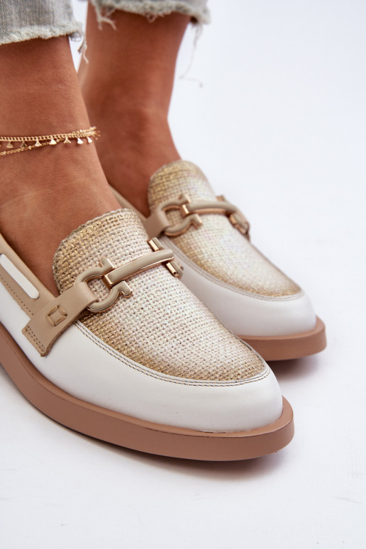 Oda Mokasinai batai Moteriškas Tai turiciejka 06493-11 Baltos-smėlio spalvos