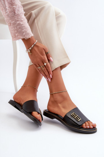 Zazoo 40384 elegantiškos odinės moteriškos šlepetės juodos spalvos 2