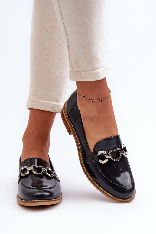 Oda Moteriškas Lakuoti mokasinai Laura Messi 2760 tamsiai mėlynos spalvos