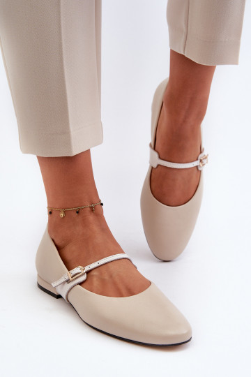 Balerinos Moteriškas su plačiais kulniukais Laura Messi 2774 smėlio spalvos