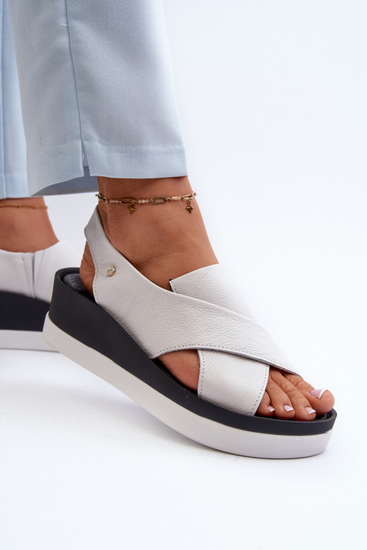 Zazoo 40256 Oda Platforminės basutės baltos spalvos Zazoo 40256 Oda Platforminės basutės baltos spalvos