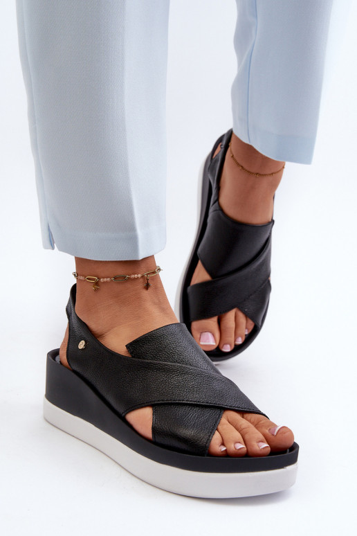 Zazoo 40256 Oda Platforminės basutės juodos spalvos Zazoo 40256 Oda Platforminės basutės juodos spalvos