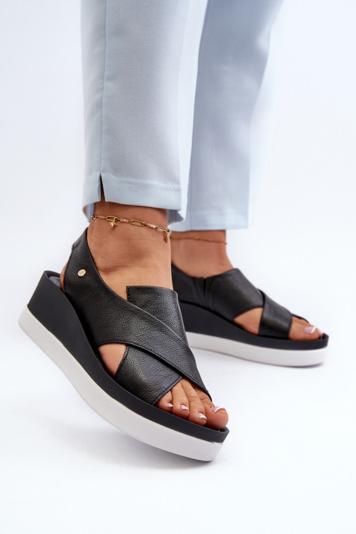 Zazoo 40256 Oda Platforminės basutės juodos spalvos Zazoo 40256 Oda Platforminės basutės juodos spalvos