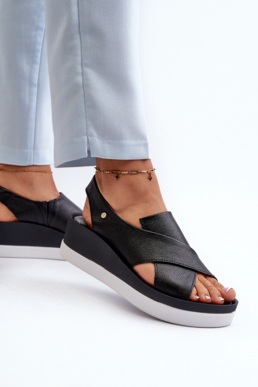 Zazoo 40256 Oda Platforminės basutės juodos spalvos Zazoo 40256 Oda Platforminės basutės juodos spalvos