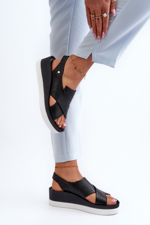 Zazoo 40256 Oda Platforminės basutės juodos spalvos Zazoo 40256 Oda Platforminės basutės juodos spalvos