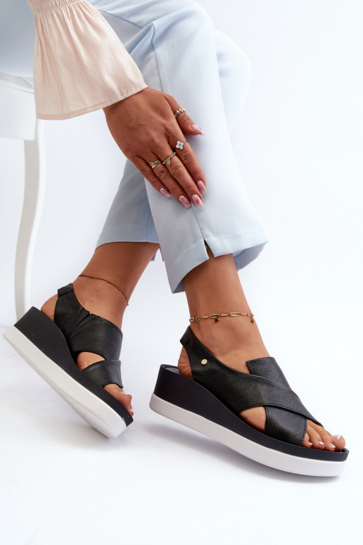 Zazoo 40256 Oda Platforminės basutės juodos spalvos Zazoo 40256 Oda Platforminės basutės juodos spalvos