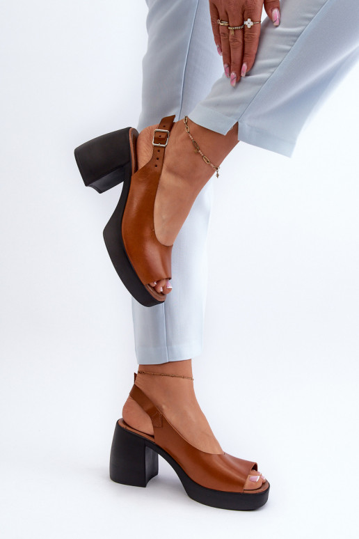 Zazoo 40376 Moteriškos basutės Ant masyvių kulnų rudos spalvos