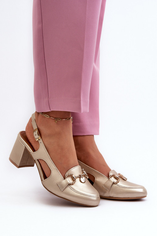 Moteriškos basutės su kulniukais Tai turiciejka 06419-25 aukso spalvos Moteriškos basutės su kulniukais Tai turiciejka 06419-25 aukso spalvos