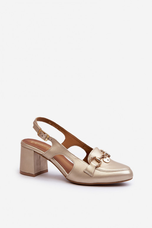 Moteriškos basutės su kulniukais Tai turiciejka 06419-25 aukso spalvos Moteriškos basutės su kulniukais Tai turiciejka 06419-25 aukso spalvos