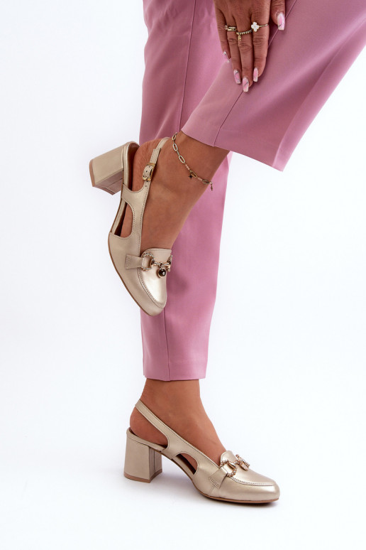 Moteriškos basutės su kulniukais Tai turiciejka 06419-25 aukso spalvos Moteriškos basutės su kulniukais Tai turiciejka 06419-25 aukso spalvos