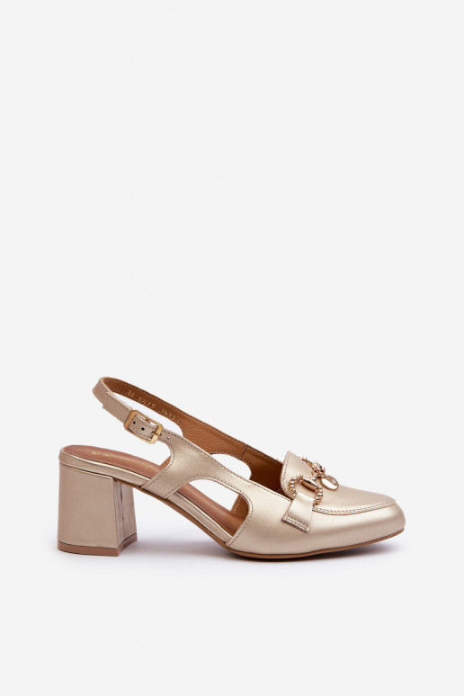 Moteriškos basutės su kulniukais Tai turiciejka 06419-25 aukso spalvos Moteriškos basutės su kulniukais Tai turiciejka 06419-25 aukso spalvos