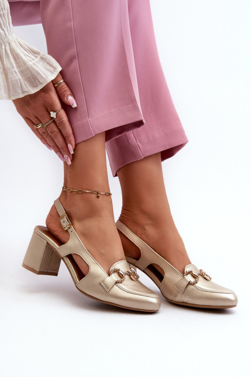 Moteriškos basutės su kulniukais Tai turiciejka 06419-25 aukso spalvos Moteriškos basutės su kulniukais Tai turiciejka 06419-25 aukso spalvos