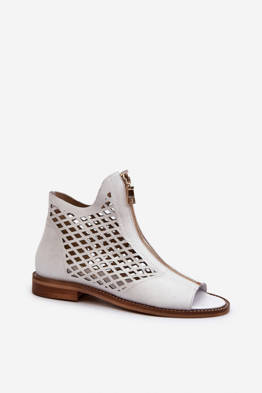 Zazoo 977/L Oda Ažūrinės basutės Į Pilį baltos spalvos Zazoo 977/L Oda Ažūrinės basutės Į Pilį baltos spalvos