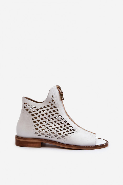 Zazoo 977/L Oda Ažūrinės basutės Į Pilį baltos spalvos Zazoo 977/L Oda Ažūrinės basutės Į Pilį baltos spalvos