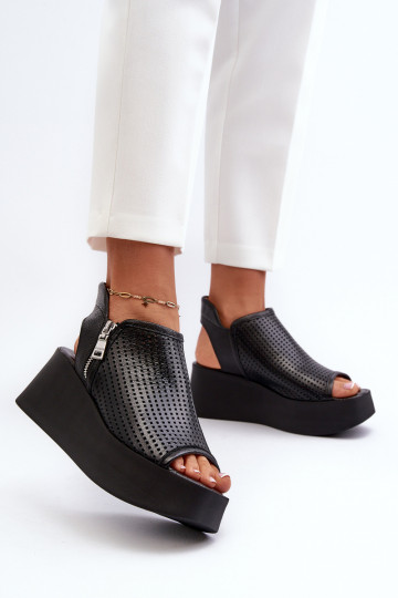 Zazoo 1792 Oda Ažūrinės platforminės basutės juodos spalvos