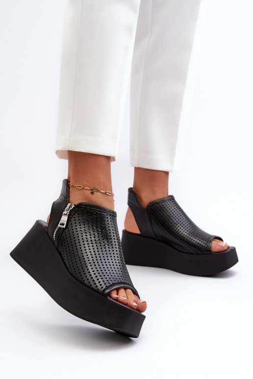 Zazoo 1792 Oda Ažūrinės platforminės basutės juodos spalvos