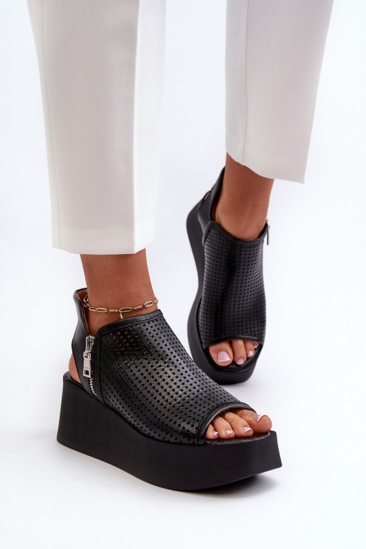 Zazoo 1792 Oda Ažūrinės platforminės basutės juodos spalvos