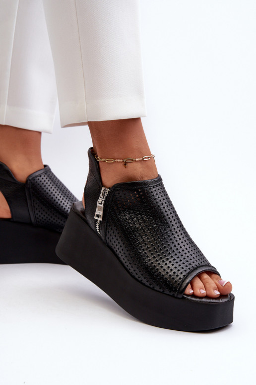 Zazoo 1792 Oda Ažūrinės platforminės basutės juodos spalvos