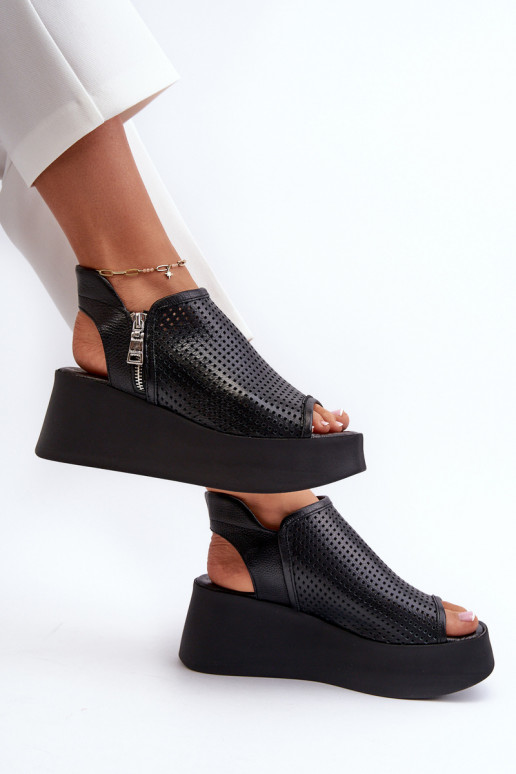 Zazoo 1792 Oda Ažūrinės platforminės basutės juodos spalvos