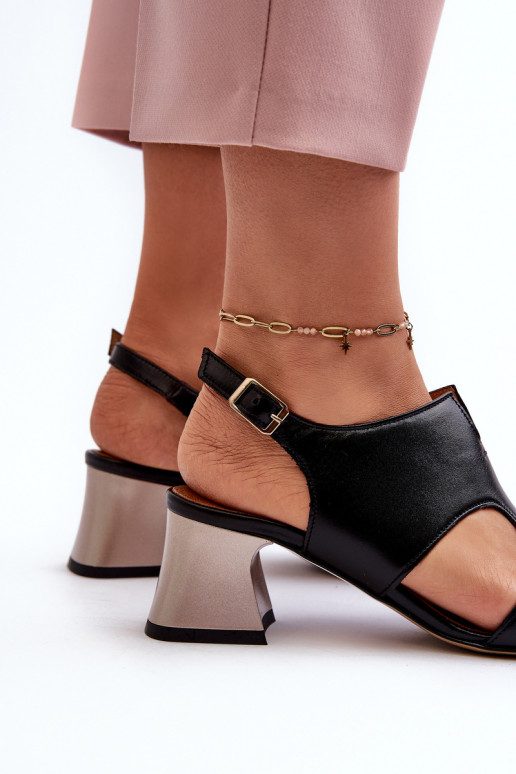 Moteriškos basutės Oda su kulniukais Tai turiciejka 06566-01 juodos spalvos Moteriškos basutės Oda su kulniukais Tai turiciejka 06566-01 juodos spalvos